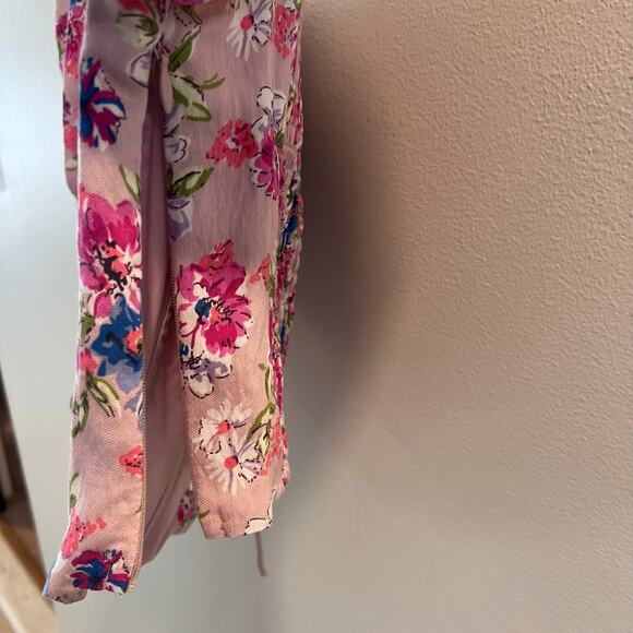 ASTR The Label Lace Up Multicolor Floral Puff Sleeve Top Size S - Picture 5 of 9